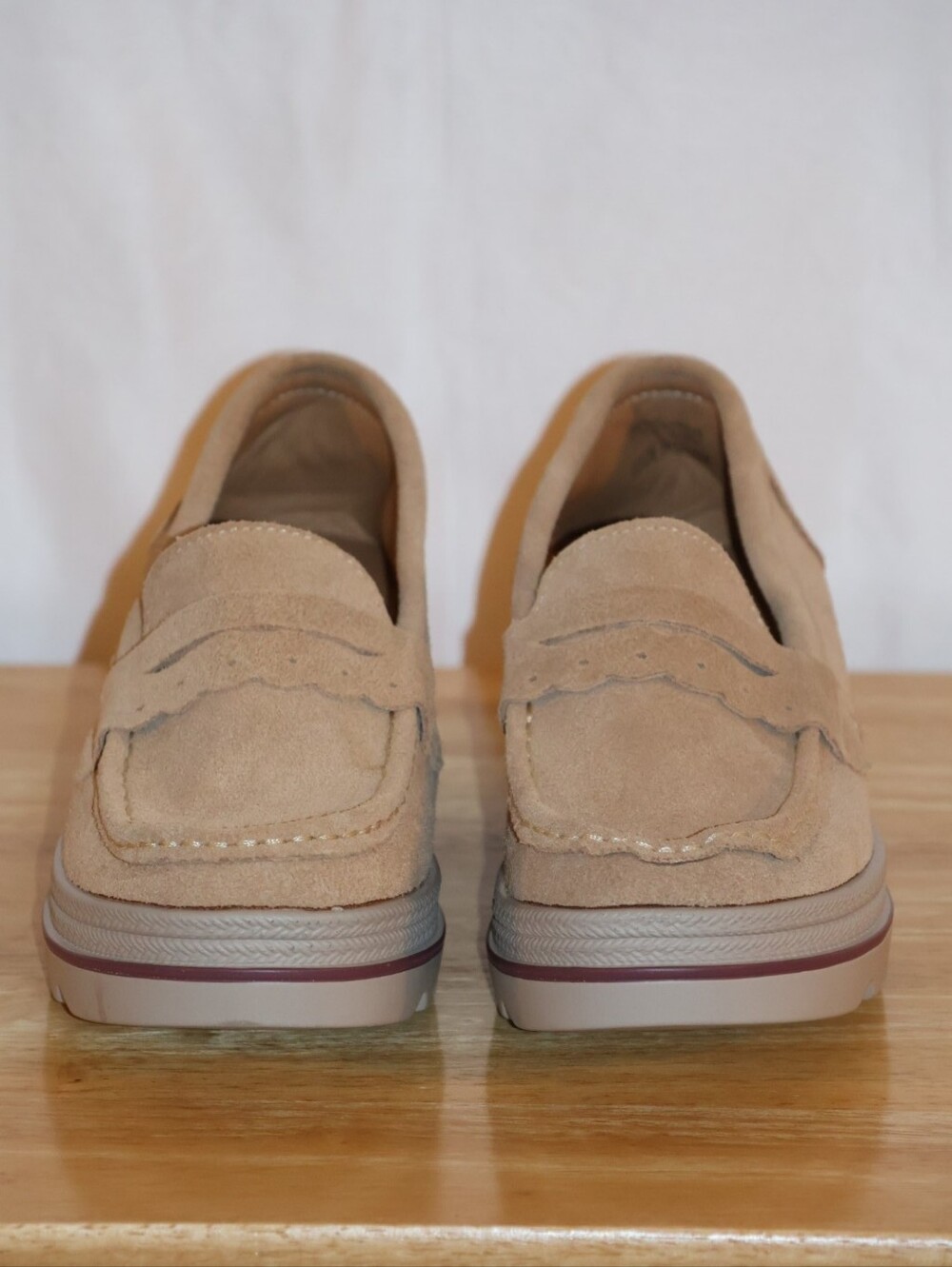 Ruiatoo Beige Slip-On Suede Platform Loafers. - Picture 5 of 14
